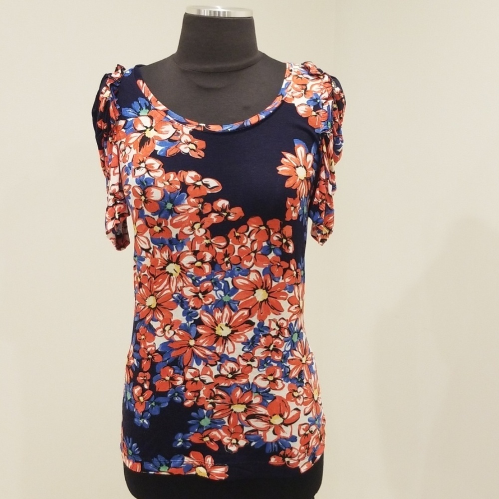 MNG by Mango Size M Navy with Red Floral Top